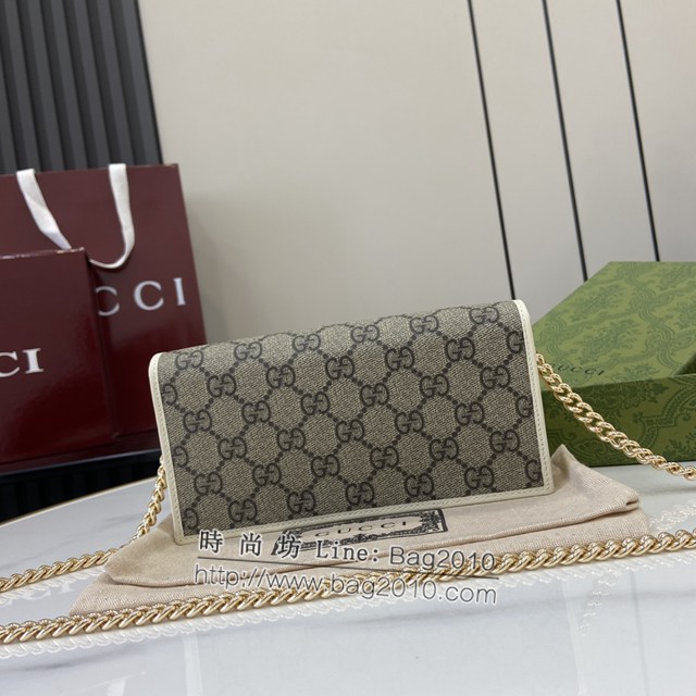 Gucci專櫃古馳最新款GG字母圖案Horsebit 1955系列鏈帶錢包 jh2179型號：621892